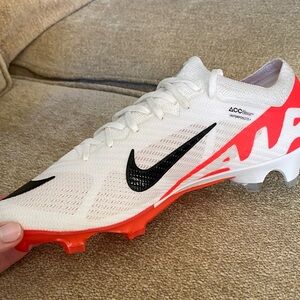 Nike White and Orange Soccer Cleats